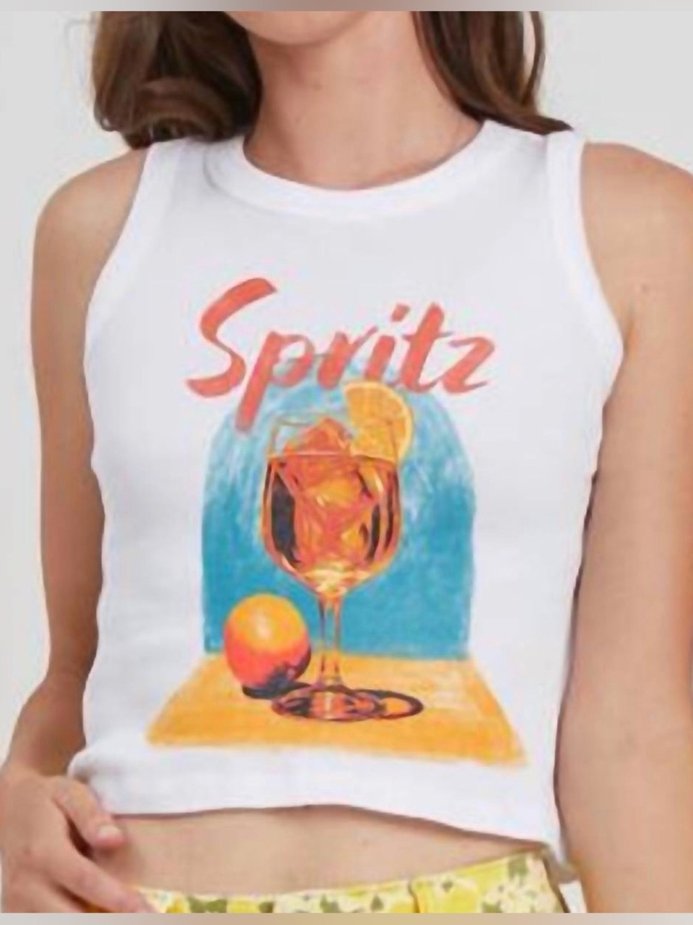 Girl Dangerous Spritz Graphic Ribbed Tank Top White Size S